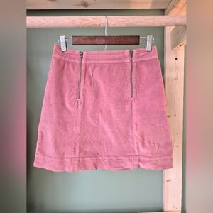 Madewell Women's Blush Pink Velvet Zip Up Skirt Size 2